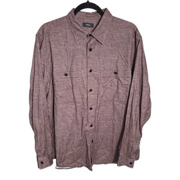 Theory‎ Men’s Button Down Shirt Burgundy Size XL Cotton - Picture 1 of 5